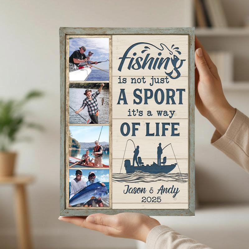 Coastal Fishing Memories Photo Canvas - Personalized Gift For Him