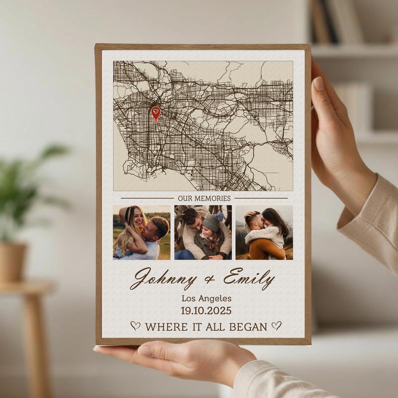 Custom Our First Location Map Canvas - Where Our Love Story Began