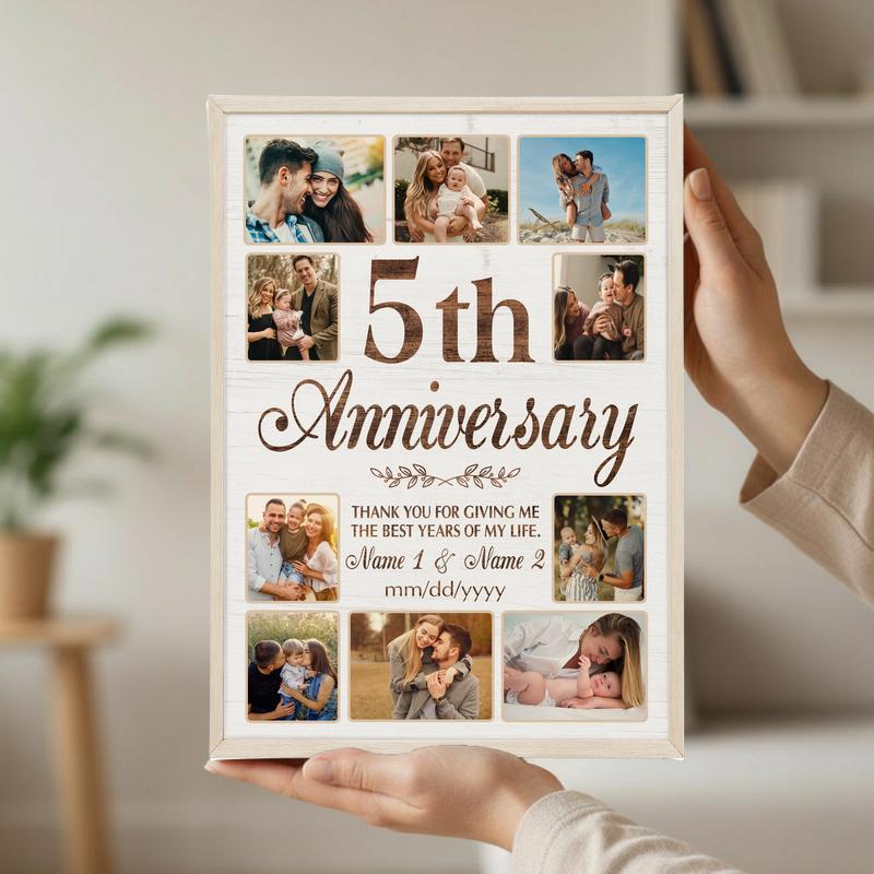 Custom 5th Anniversary Canvas - Years Together Gift For Couple