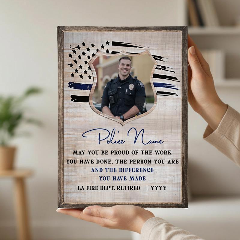 Honor His Service - Custom Police Retirement Gift Canvas