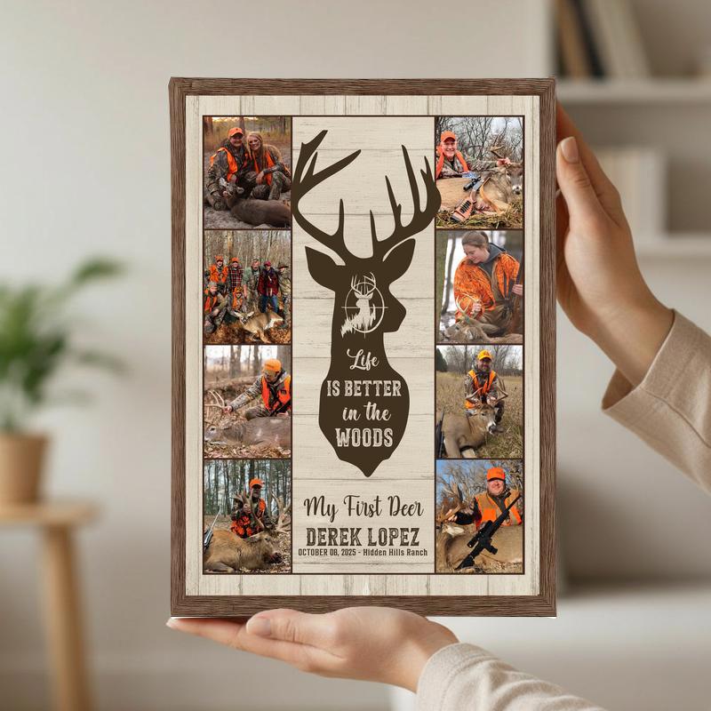 Life Is Better In The Woods - Deer Hunting Photo Collage Canvas