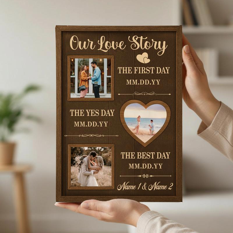 Love Story Timeline Canvas - Milestones Photo Gift For Couples