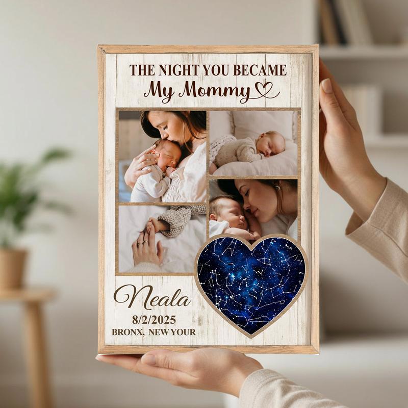 Meaningful Star Map Keepsake - New Mom Photo Collage Canvas