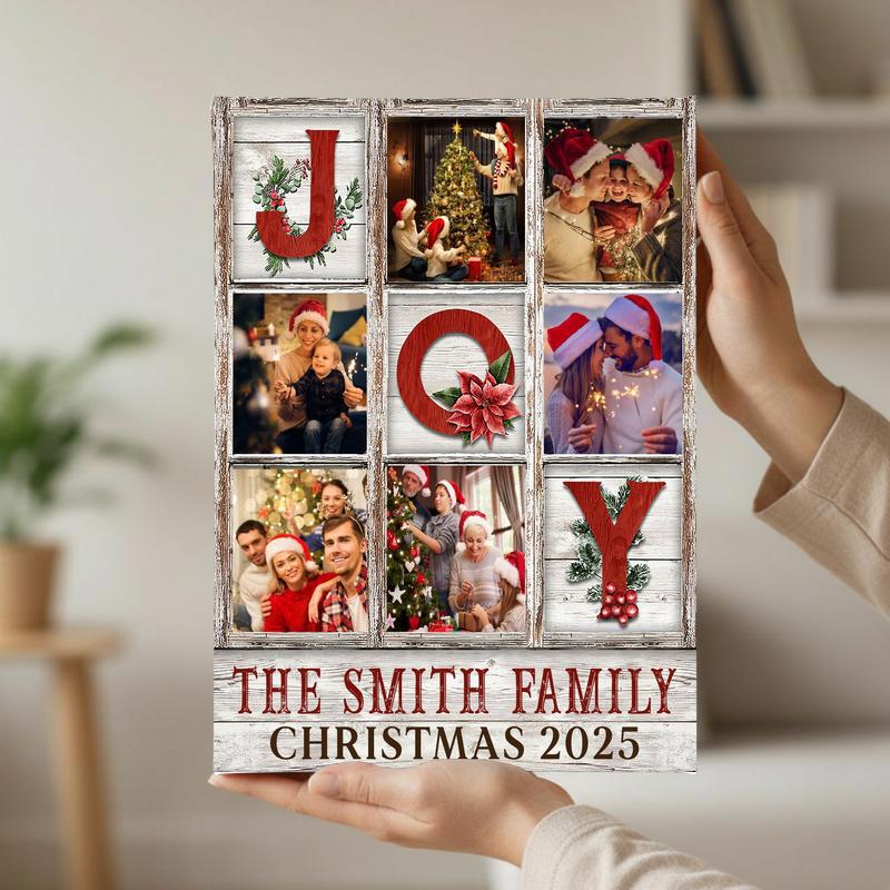 Personalized Family JOY Photo Canvas - Christmas Gift For Parents