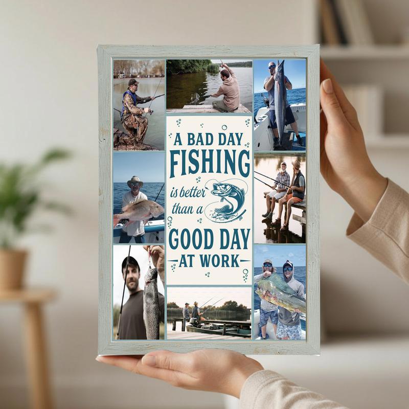 Rustic Coastal Custom Fishing Photo & Inspirational Quote Canvas