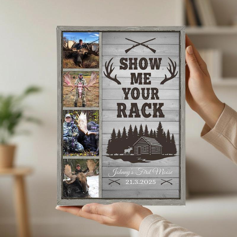 'Show Me Your Rack' Funny Personalized Moose Hunter Gift Canvas