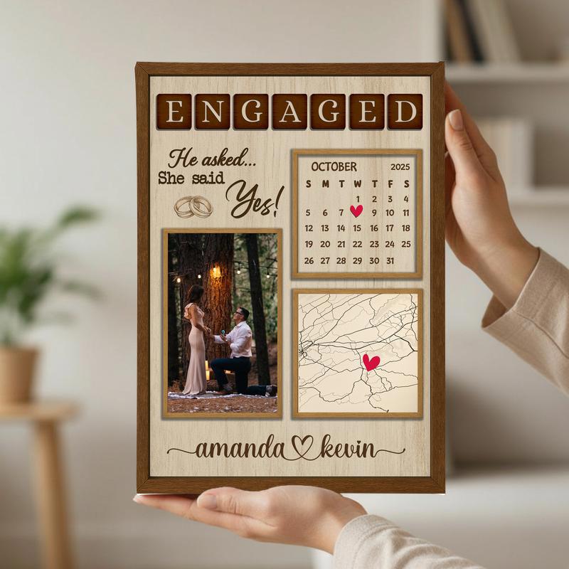 Where We Said Yes - Personalized Map & Calendar Print Canvas