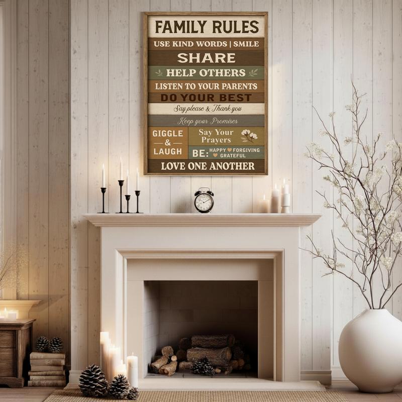 A Timeless Rustic Touch - Farmhouse Family Rules Art Canvas