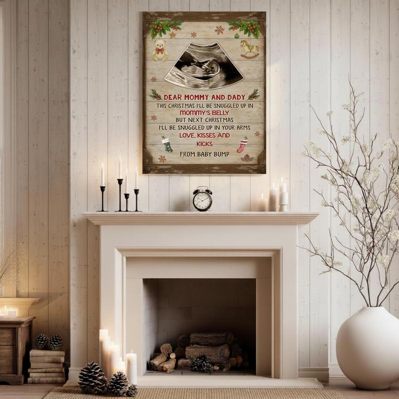 Baby's First Christmas Ultrasound Keepsake For New Parents Canvas