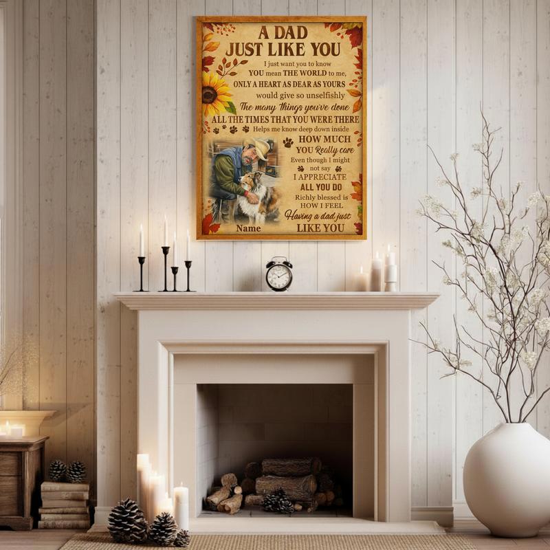 Beloved Dog Dad Photo Keepsake - Rustic Fall Thanksgiving Canvas