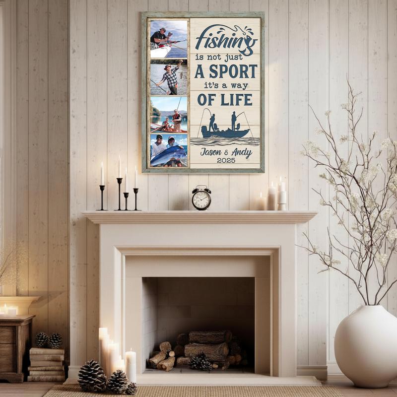 Coastal Fishing Memories Photo Canvas - Personalized Gift For Him