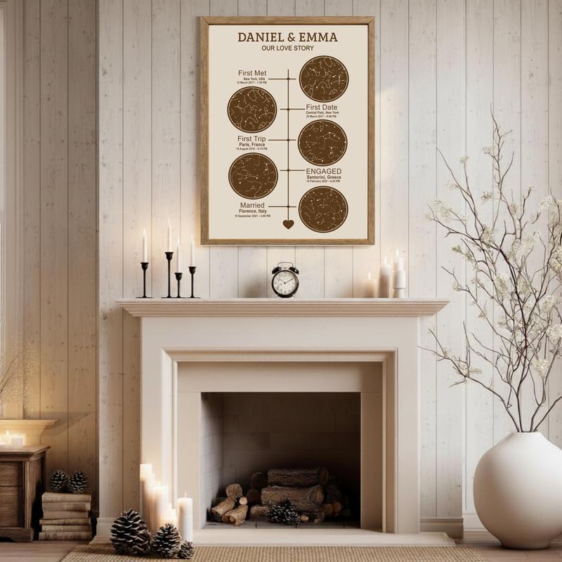 Custom Anniversary Star Map Canvas - Love Story Timeline Gift