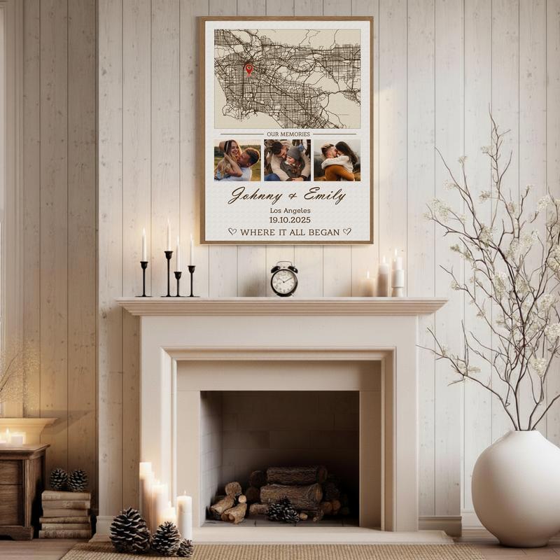 Custom Our First Location Map Canvas - Where Our Love Story Began