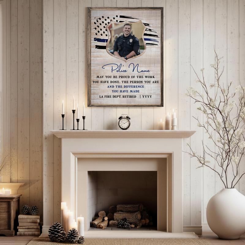 Honor His Service - Custom Police Retirement Gift Canvas
