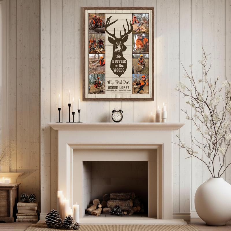 Life Is Better In The Woods - Deer Hunting Photo Collage Canvas