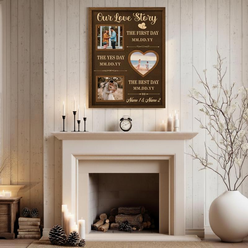 Love Story Timeline Canvas - Milestones Photo Gift For Couples