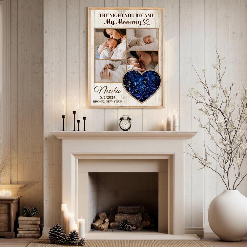 Meaningful Star Map Keepsake - New Mom Photo Collage Canvas