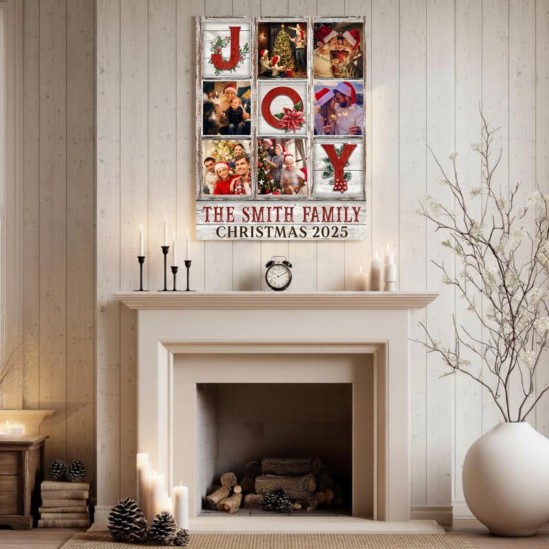Personalized Family JOY Photo Canvas - Christmas Gift For Parents