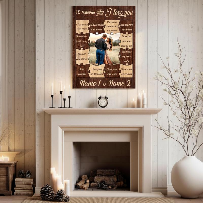 12 Reasons Why I Love You Canvas - Custom Couple Valentine Gift