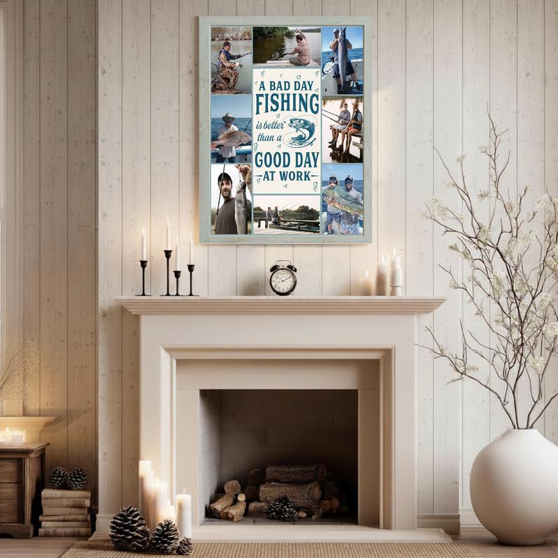 Rustic Coastal Custom Fishing Photo & Inspirational Quote Canvas
