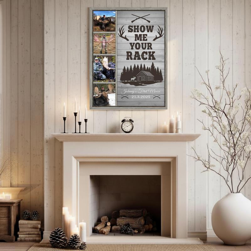 'Show Me Your Rack' Funny Personalized Moose Hunter Gift Canvas