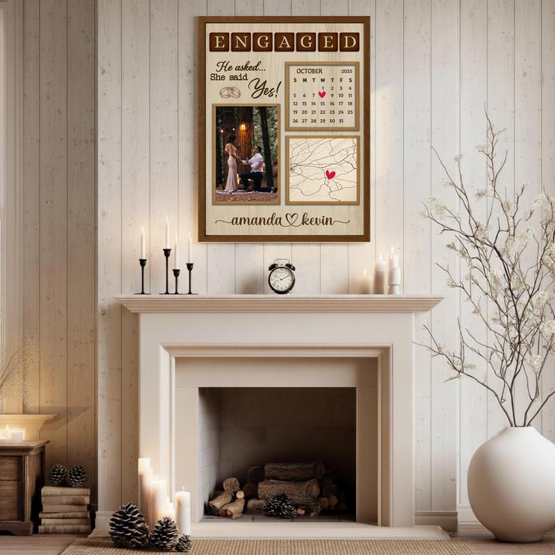 Where We Said Yes - Personalized Map & Calendar Print Canvas