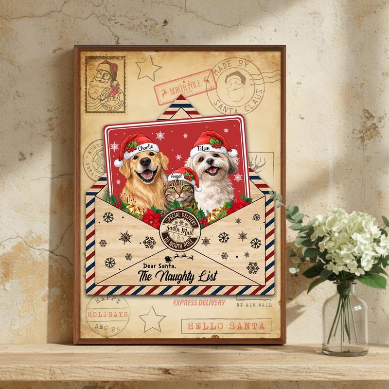Adorable Custom Pet Portrait - Santa's Special Delivery Canvas