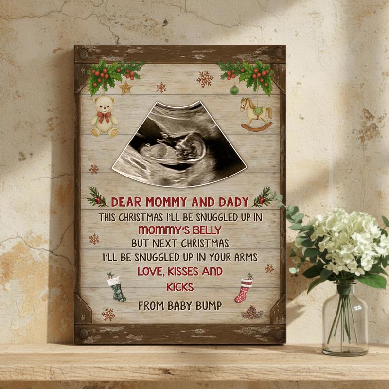 Baby's First Christmas Ultrasound Keepsake For New Parents Canvas
