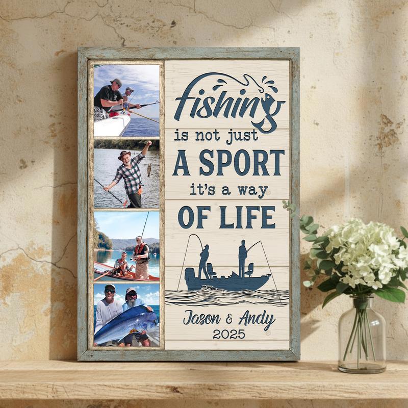 Coastal Fishing Memories Photo Canvas - Personalized Gift For Him