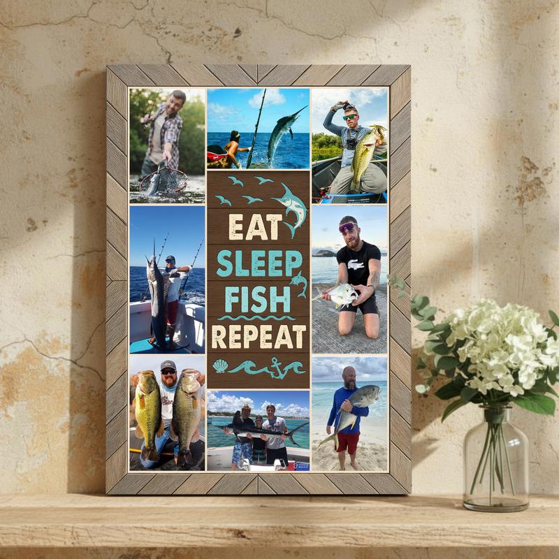 Custom Fishing Photo Canvas For Beloved Dad, Husband, Or Grandpa