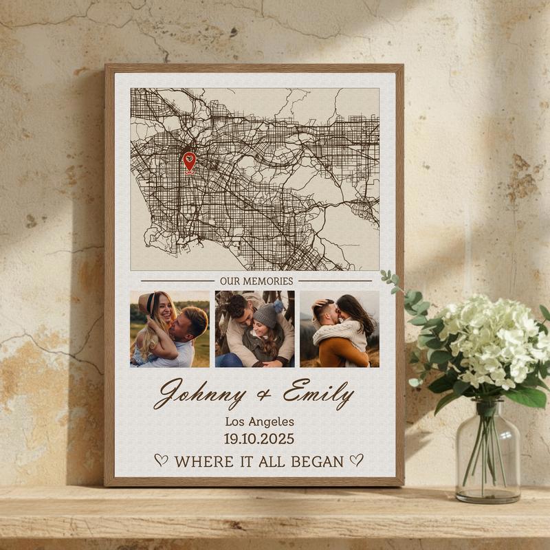 Custom Our First Location Map Canvas - Where Our Love Story Began