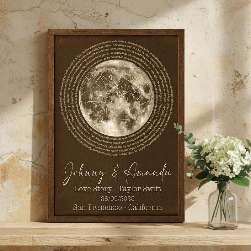 Custom Song Lyrics & Star Map Canvas - Couple Anniversary Gift