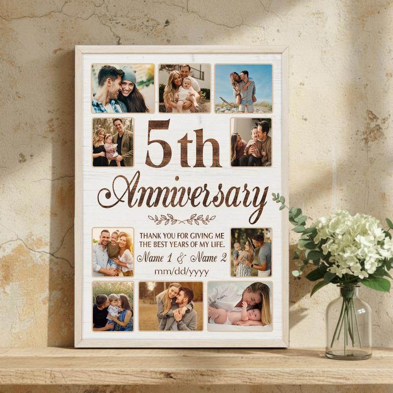 Custom 5th Anniversary Canvas - Years Together Gift For Couple
