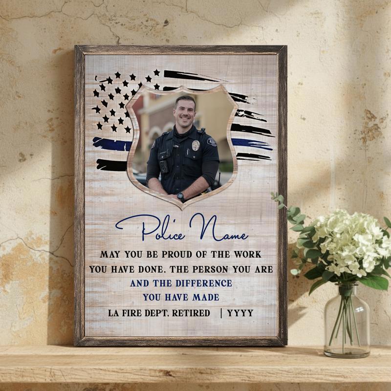 Honor His Service - Custom Police Retirement Gift Canvas