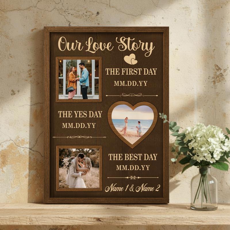 Love Story Timeline Canvas - Milestones Photo Gift For Couples