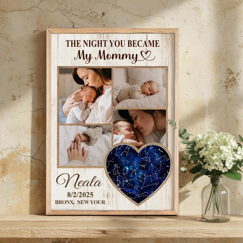 Meaningful Star Map Keepsake - New Mom Photo Collage Canvas
