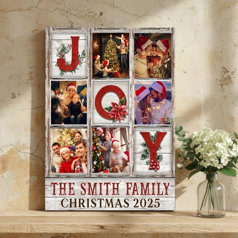 Personalized Family JOY Photo Canvas - Christmas Gift For Parents