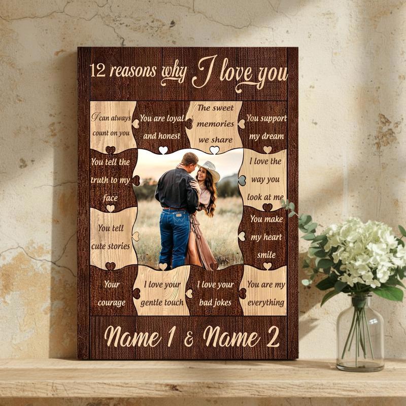 12 Reasons Why I Love You Canvas - Custom Couple Valentine Gift