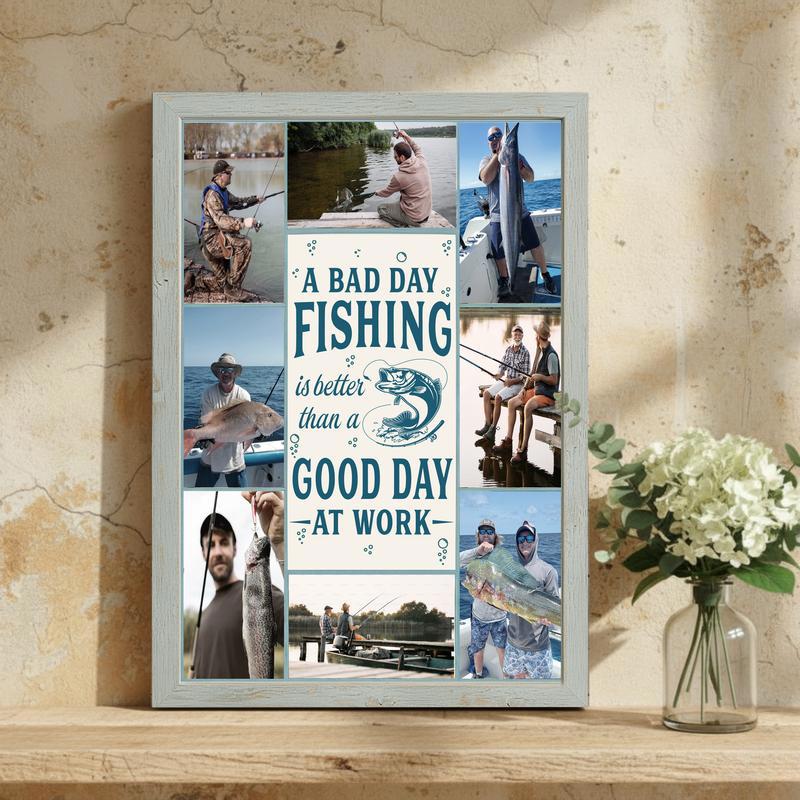 Rustic Coastal Custom Fishing Photo & Inspirational Quote Canvas