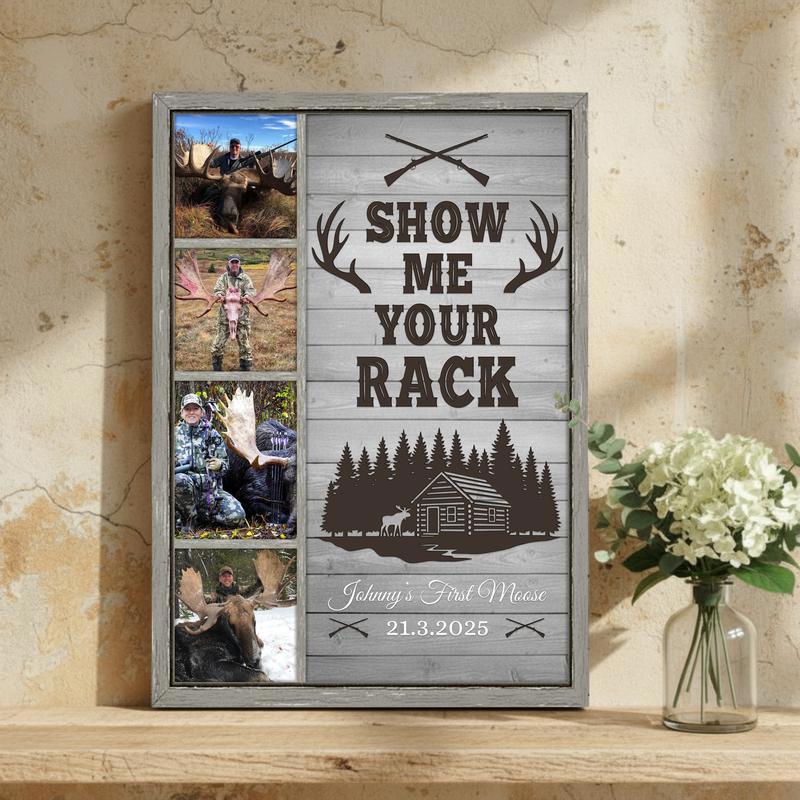 'Show Me Your Rack' Funny Personalized Moose Hunter Gift Canvas