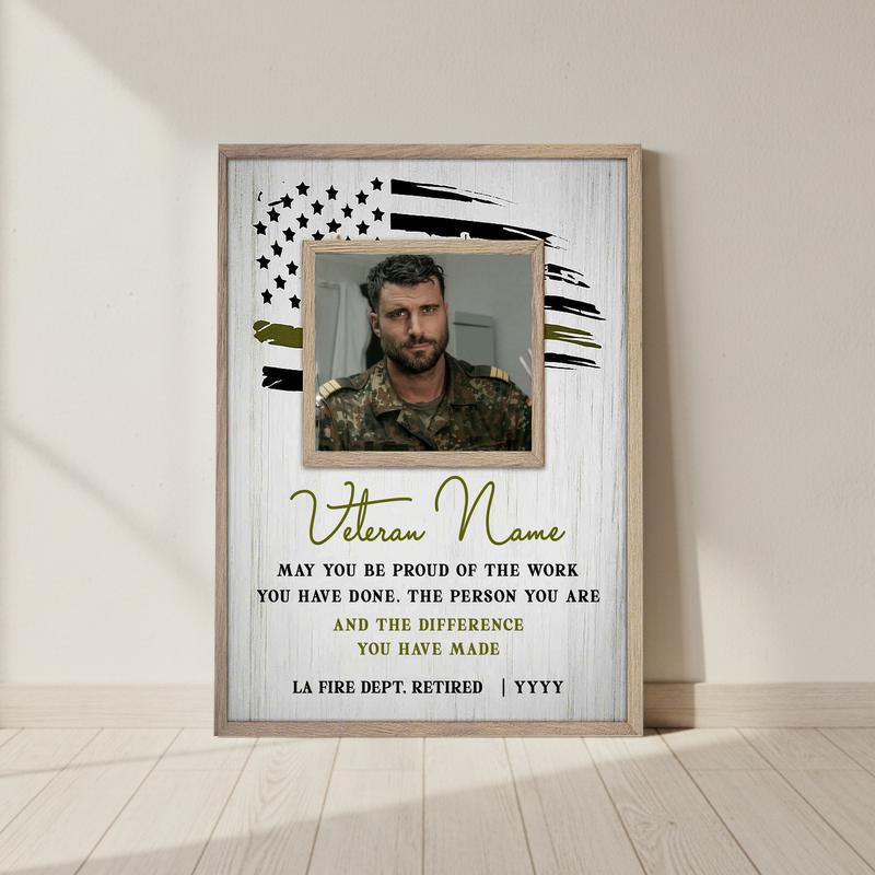 Army Veterans & Retired Men Gift - Military Retirement Canvas - Personalize Wall Art