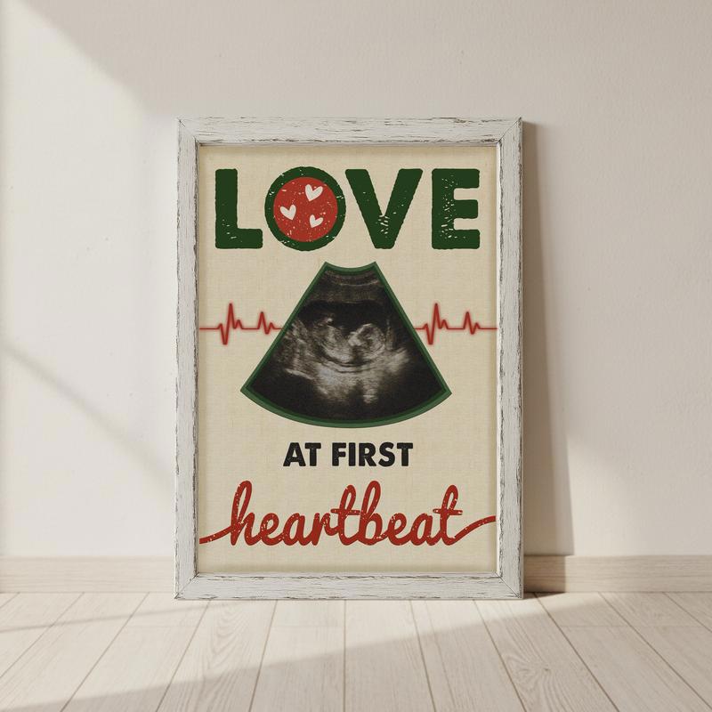 Baby Ultrasound Keepsake Canvas - Love At First Heartbeat Memory - Personalize Wall Art