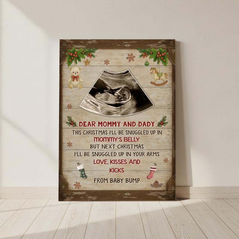 Baby's First Christmas Ultrasound Keepsake For New Parents Canvas - Personalize Wall Art