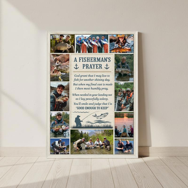 Capture Every Catch - Personalized Fishing Prayer Photo Art Canvas - Personalize Wall Art