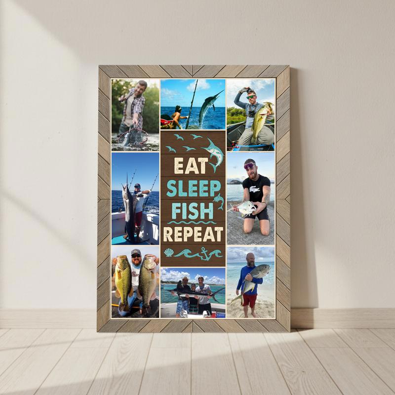 Custom Fishing Photo Canvas For Beloved Dad, Husband, Or Grandpa - Personalize Wall Art
