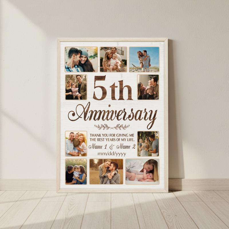 Custom 5th Anniversary Canvas - Years Together Gift For Couple - Personalize Wall Art