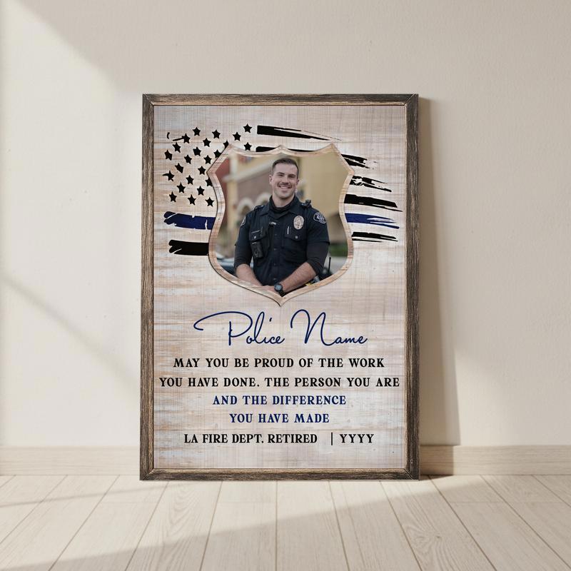 Honor His Service - Custom Police Retirement Gift Canvas - Personalize Wall Art