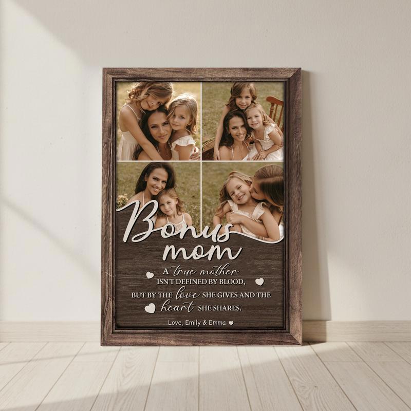 Meaningful Gift - Personalized Bonus Mom Photo Collage Canvas - Personalize Wall Art
