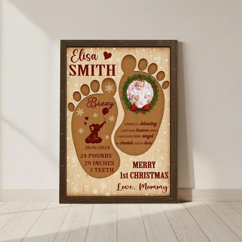 Personalized Baby's First Christmas Footprint Keepsake Canvas - Personalize Wall Art