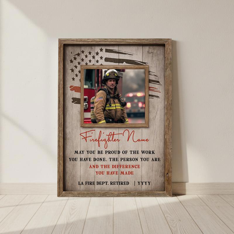 Retired Firemen & Chiefs Gift - Firefighter Retirement Canvas - Personalize Wall Art